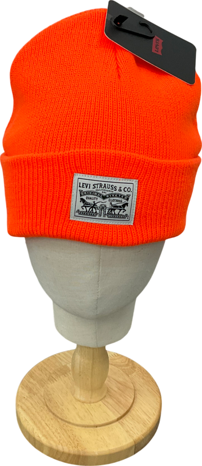 levis Orange Backpatch Cotton Beanie Hat One Size