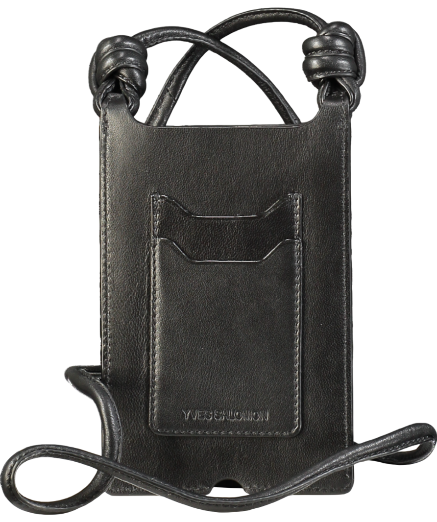 Yves Solomon Black Phone / Card Case In Lamb Leather One Size
