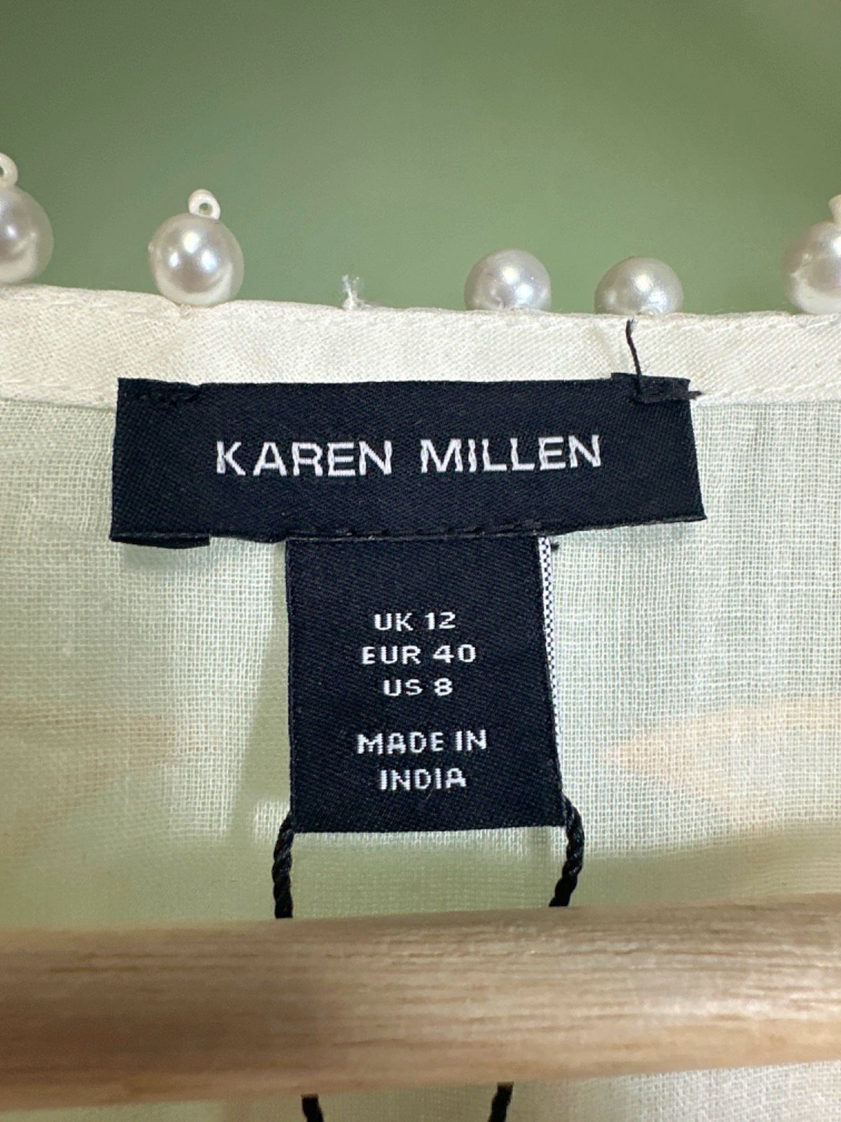 Karen Millen Ivory Cutwork Organdie V Neck Woven Midi Dress UK 12