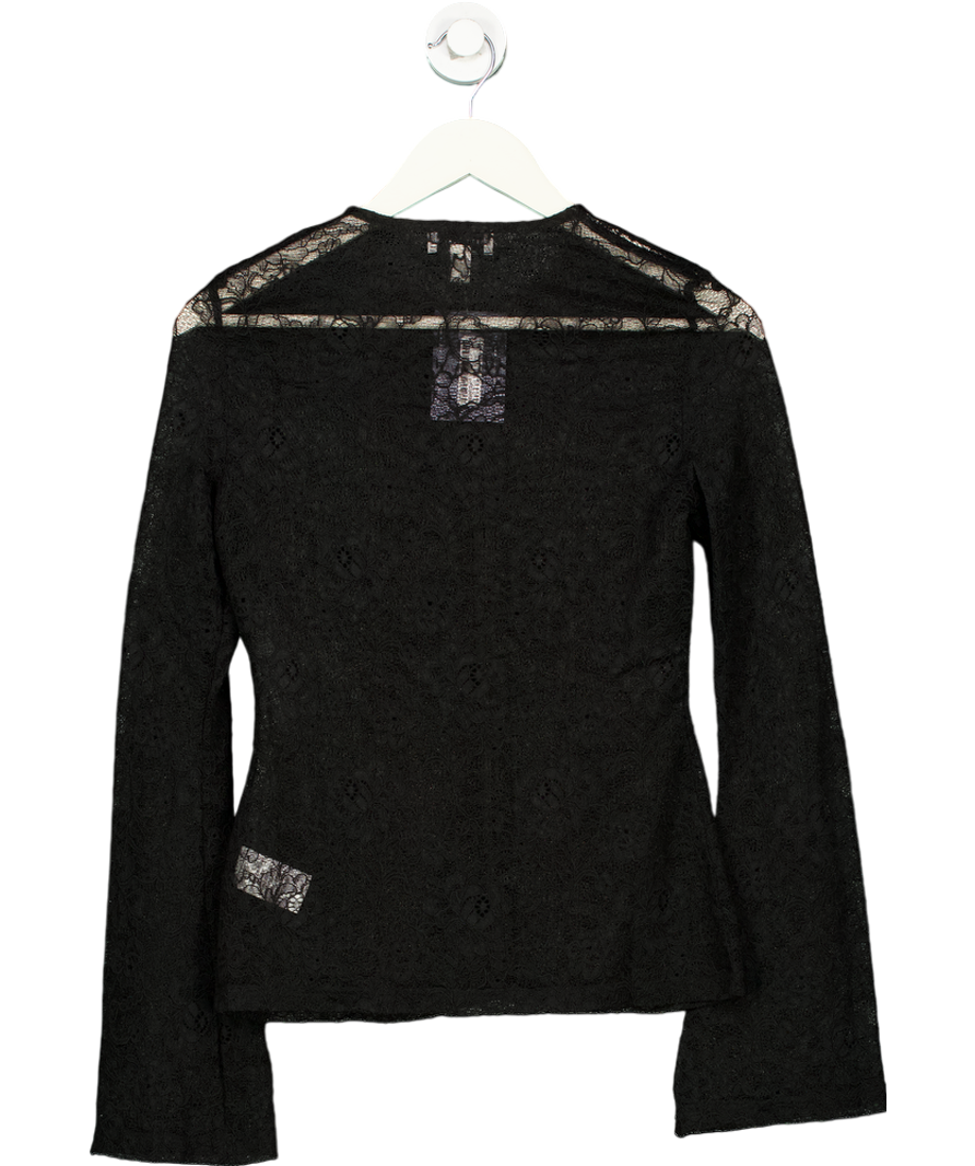 PRETTY LAVISH Black Odi Flared-sleeve Stretch-lace Cardigan UK 8