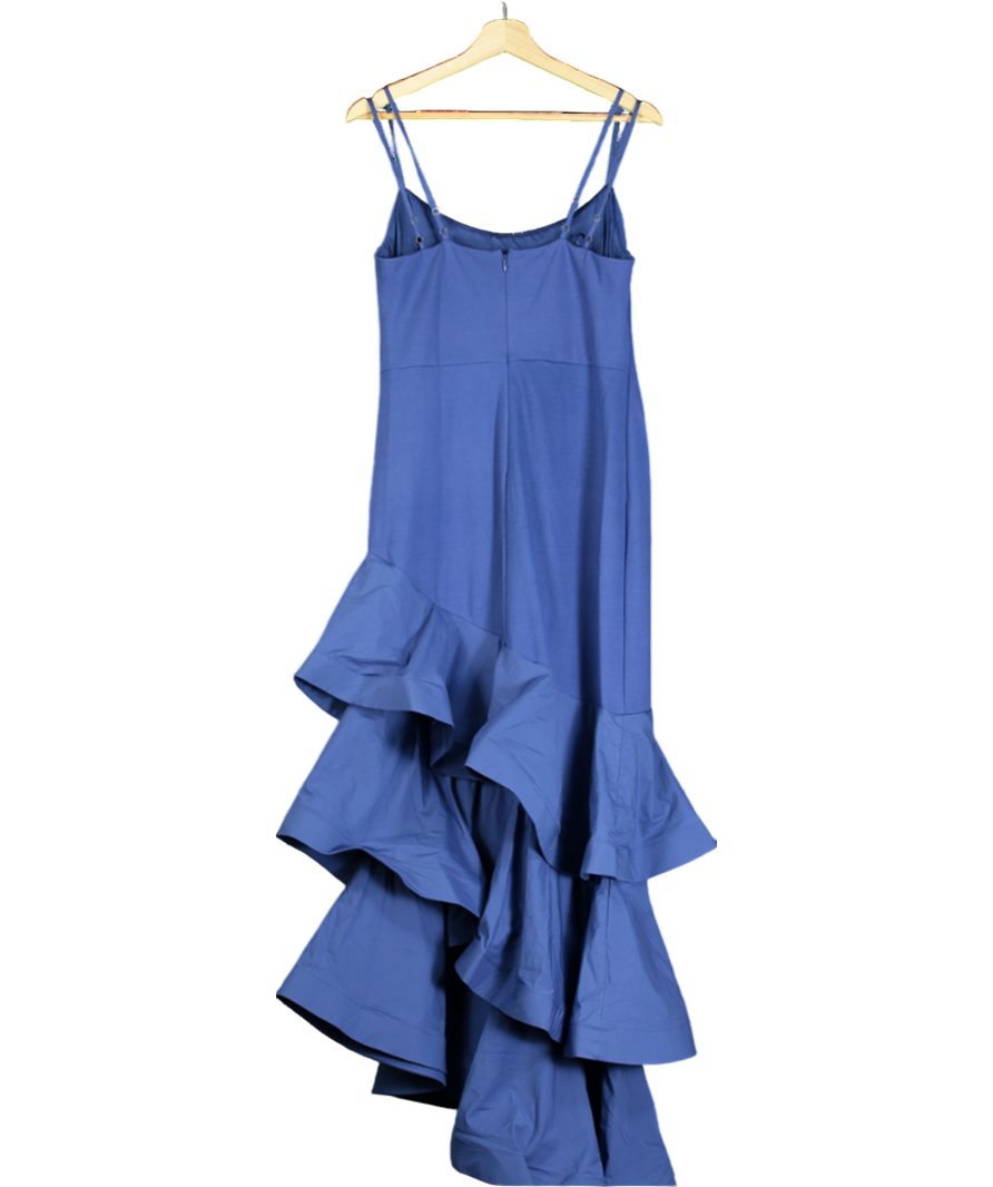 Karen Millen Blue Ruffle Hem Maxi Dress UK 12