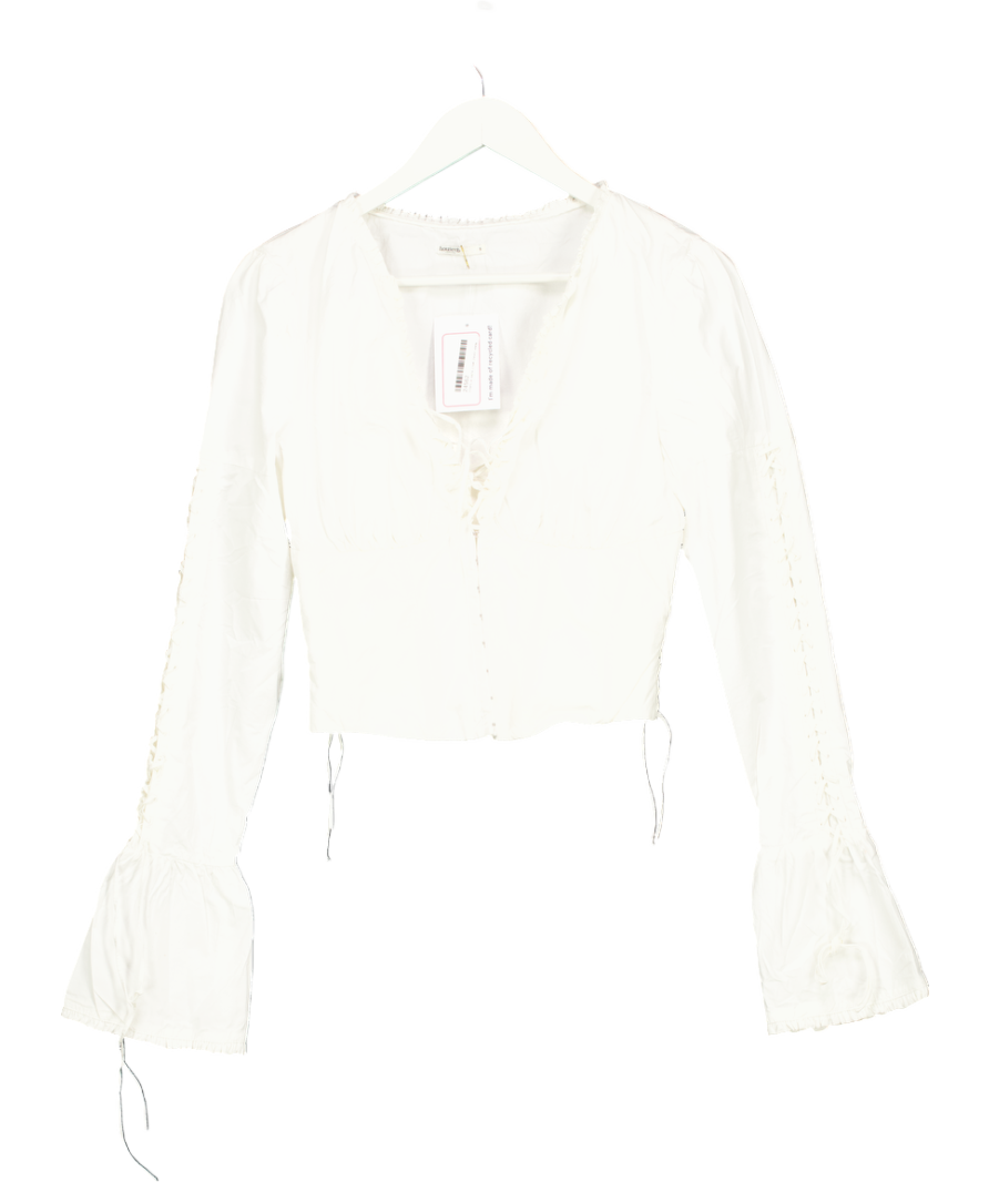 House of CB Anissa White Lace Up Top UK S