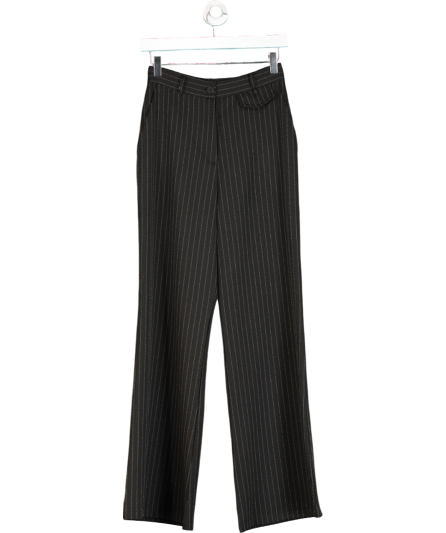 Horoscopez Black Pinstripe Wide Leg Trousers UK XS