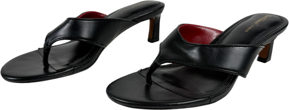 River Island Black Toe Thong Heeled Mules UK 5 EU 38
