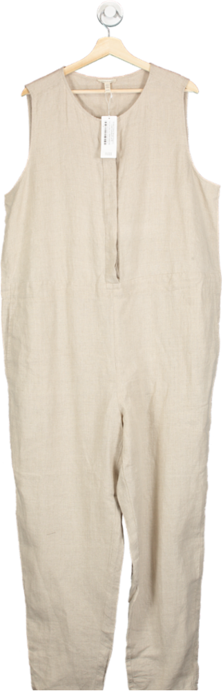 Eileen Fisher Beige Organic Linen Jumpsuit UK XL