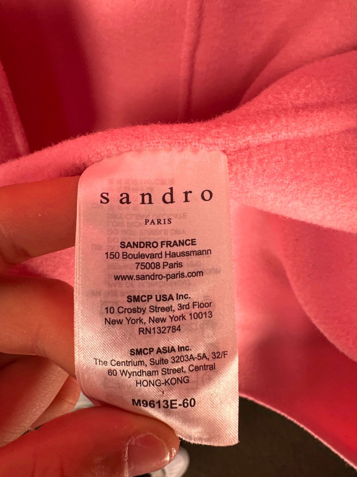 Sandro Paris Pink Long Wool-Blend Coat UK 10