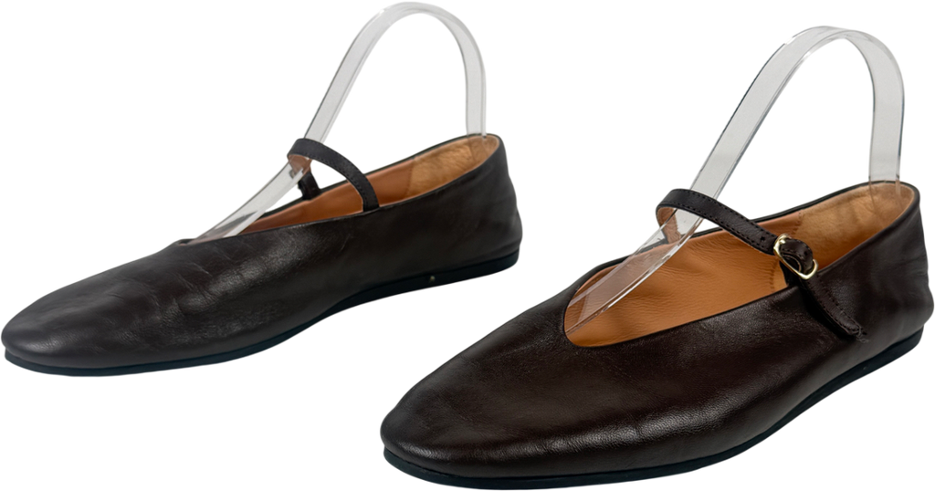 Arket Brown Leather Mary Jane Shoes UK 7 EU 40