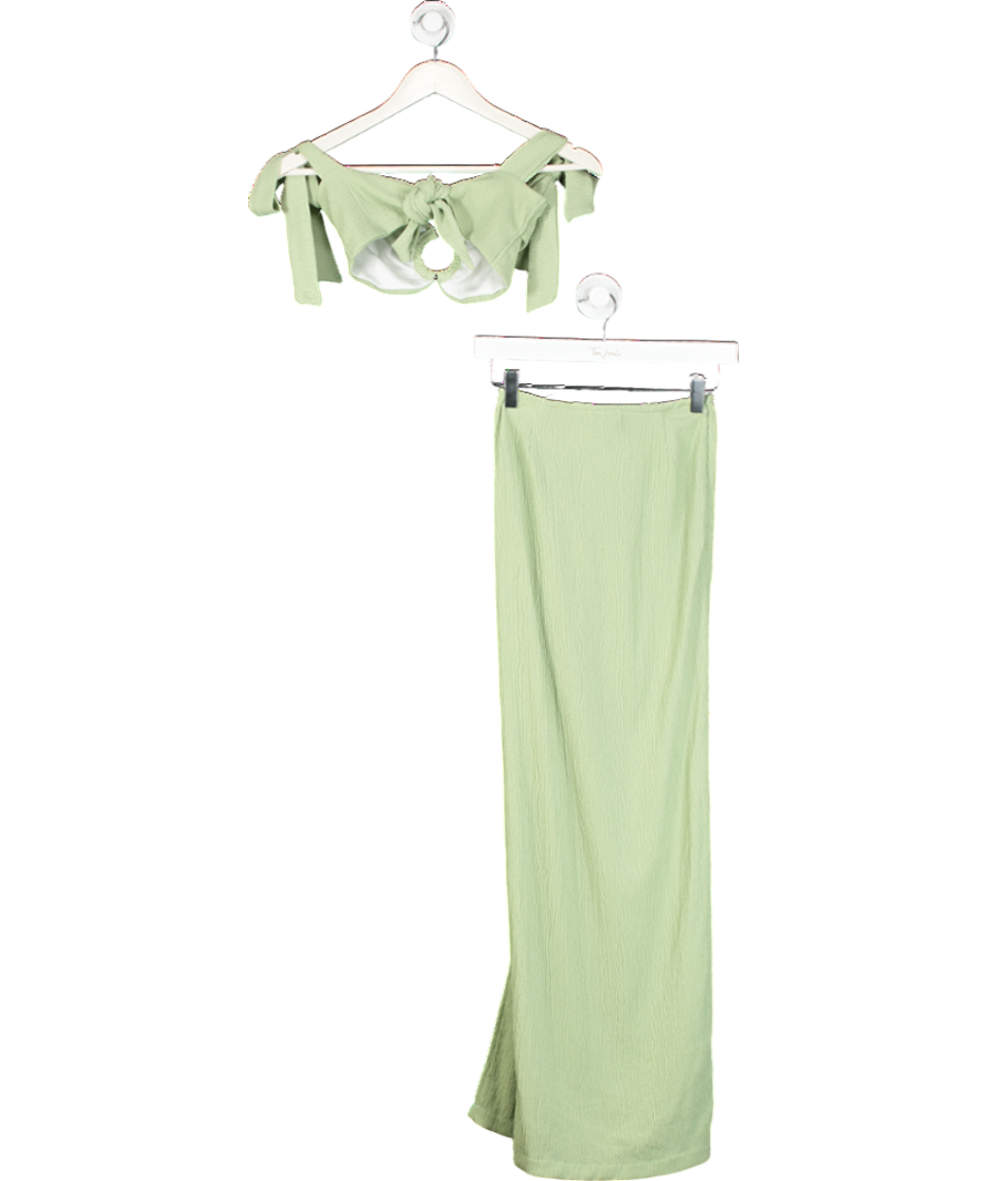 Etoile Luxe Green Ring Detail Maxi Skirt And Halter Top UK XS