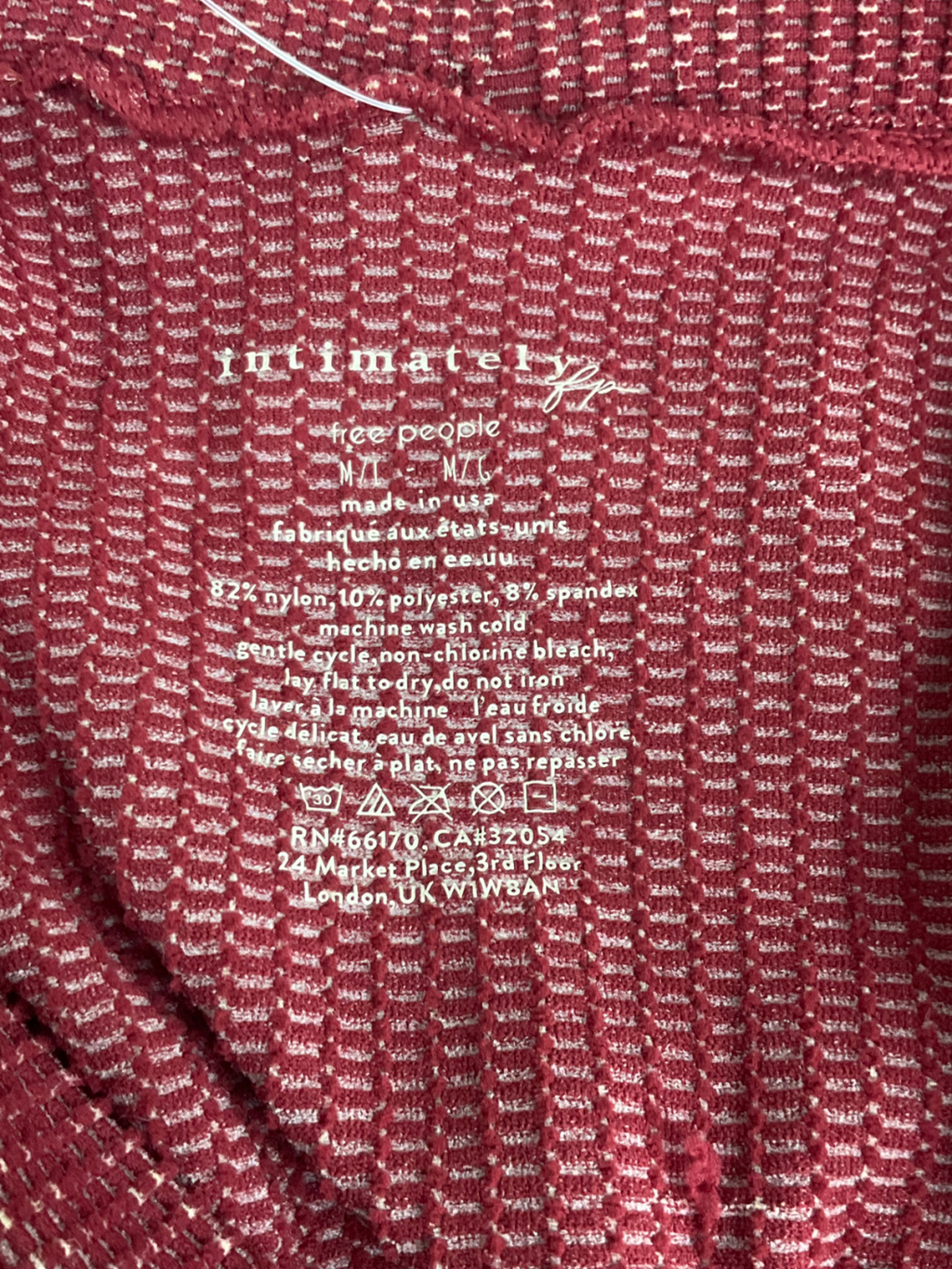 Free People Red Intimately Berry Holly Long Sleeved Top UK M/L