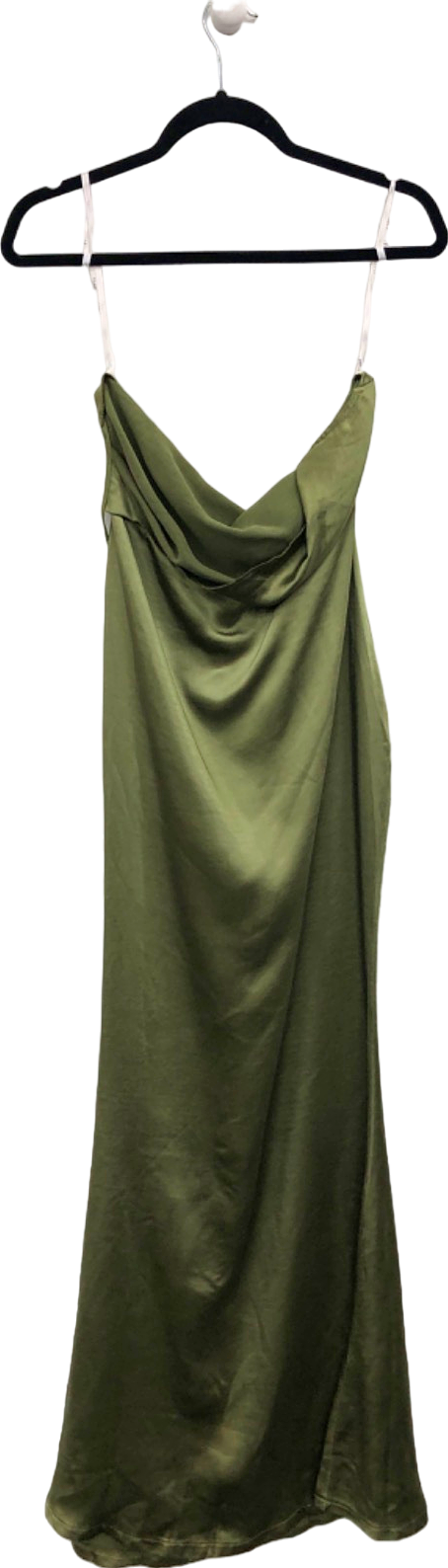 Club L London Olive Green Satin Dress UK 6