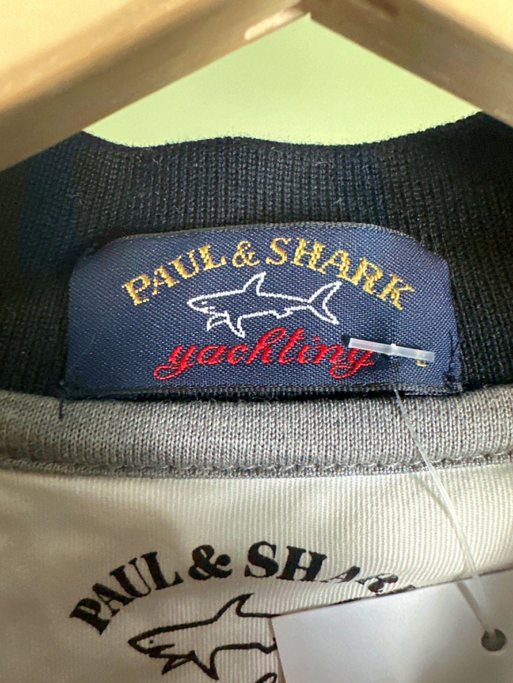 Paul & Shark Black and Grey Striped Polo Shirt UK L