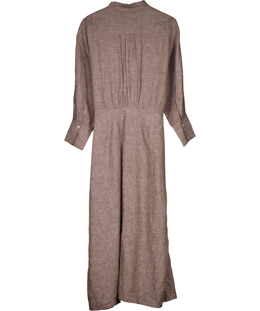 WIGGY KIT Brown Linen Sarong Shirt Dress (driftwood) UK S