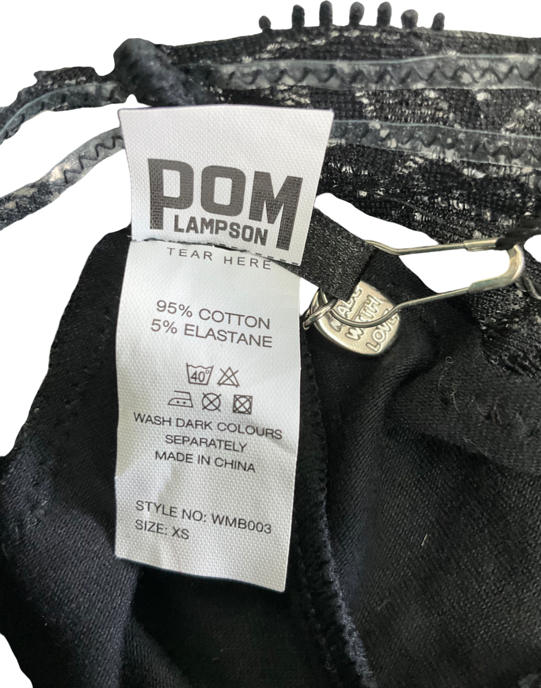 Pom Lampson Black Cotton Lace Trimmed Boxers UK XS