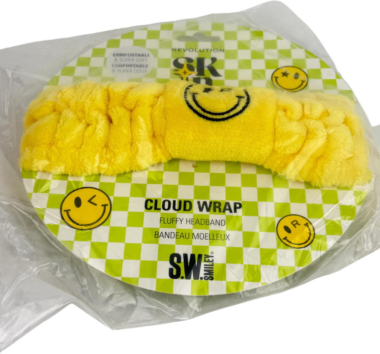 Revolution Yellow S.w.smiley Cloud Wrap Fluffy Skincare Headband