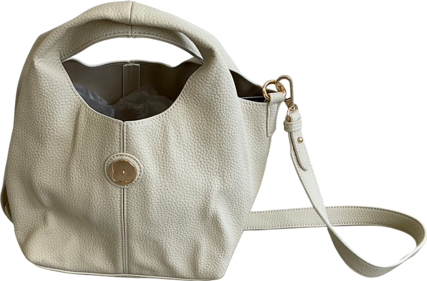 Cream Leather Look Bag One Size