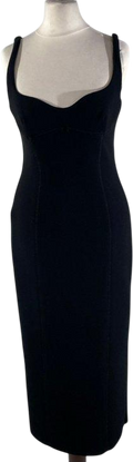 BEC + BRIDGE Zoey Black Sweetheart Neckline Midi Dress UK 6