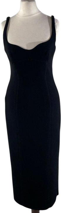 BEC + BRIDGE Zoey Black Sweetheart Neckline Midi Dress UK 6