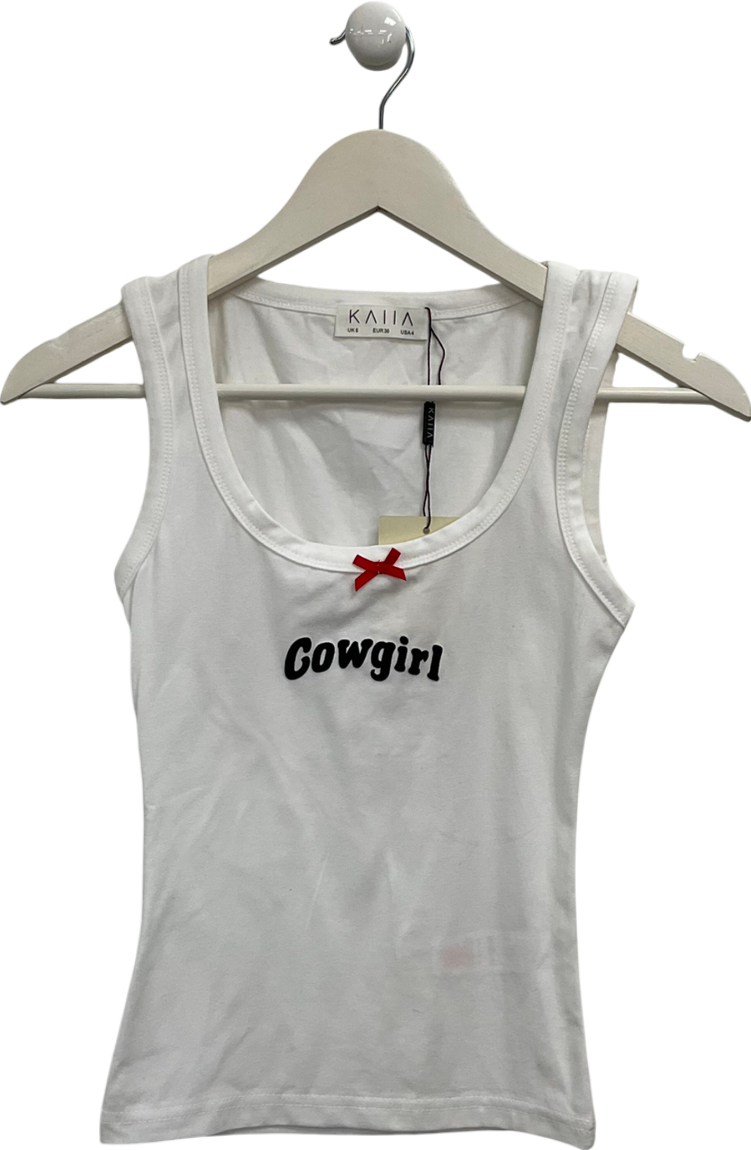 Kaiia the label White Cowgirl Bow Vest Top UK 8