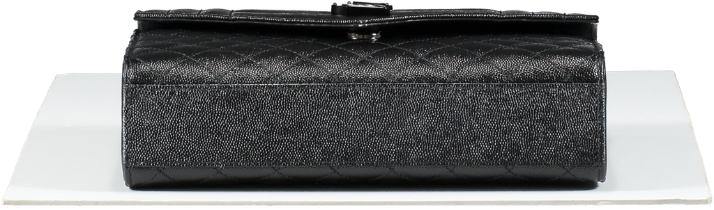 Saint Laurent Black Envelope Small Quilted Textured-leather Shoulder Bag