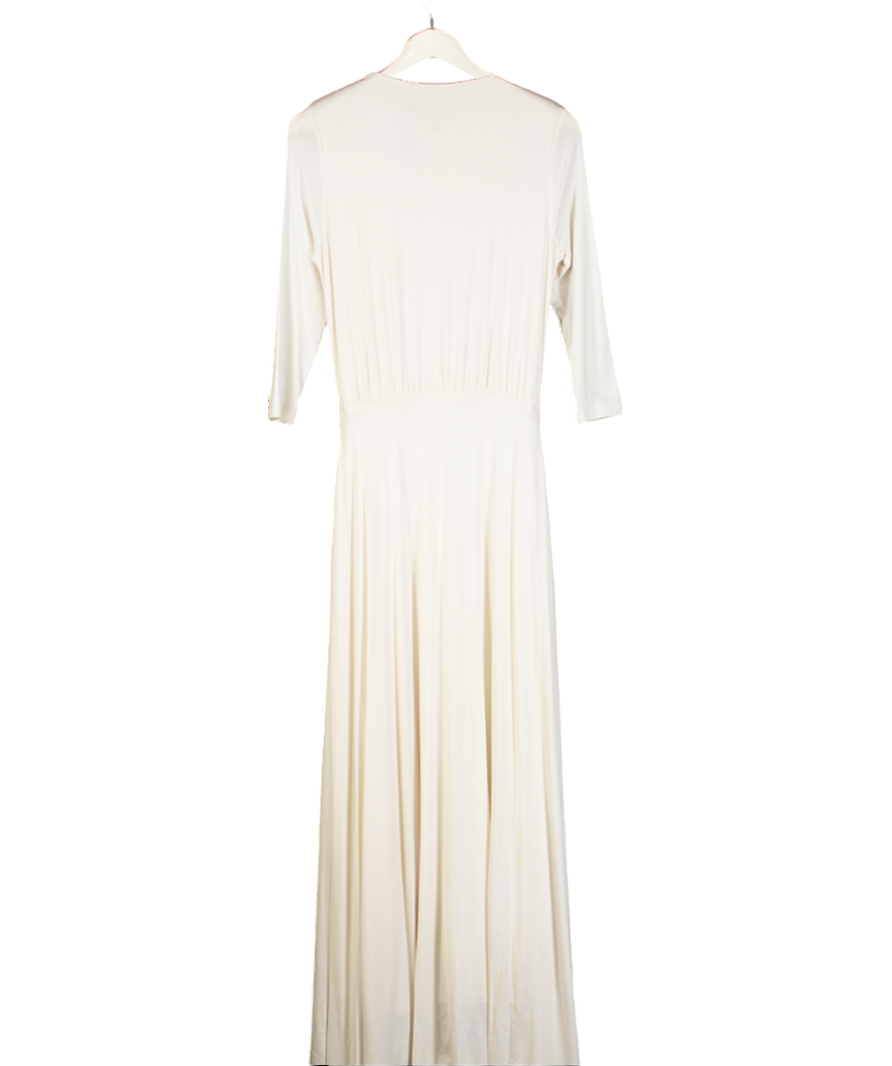 Holland Cooper Cream Long Sleeve Maxi Dress With Gold Button Detail UK XS