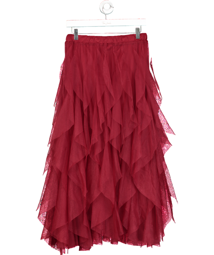 ELEVEN LOVES Red Iris Tulle Maxi Skirt UK S/M