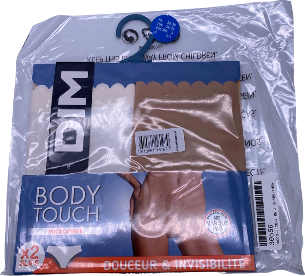 Dim Nude/White Body Touch Microfibre Briefs UK 6-8