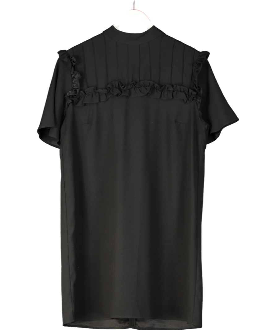 River Island Black Short Sleeve Tie Neck Tunic Dress UK 14 - Reliked River Island Black Short Sleeve Tie Neck Tunic Dress UK 14 - Reliked