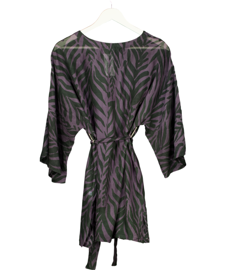 Alicia Swim Grey Cotton Silk Blend Kimono Cover Up One Size