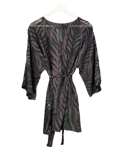 Alicia Swim Grey Cotton Silk Blend Kimono Cover Up One Size