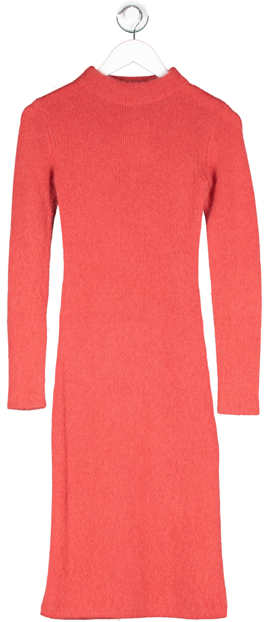 LPA Red Super Soft Merino Wool / Raccoon Sweater Dress UK XS