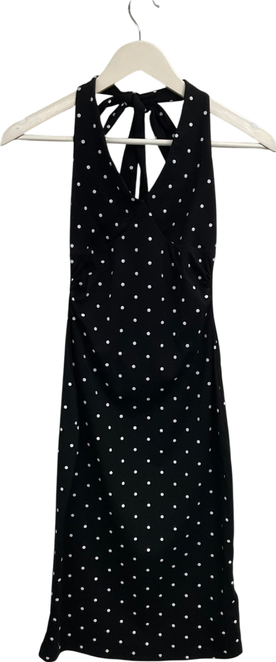 Cider Black Polka Dot Halter Neck Dress UK XS