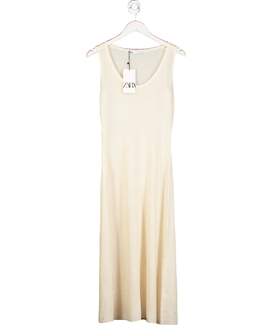 ZARA Beige Crochet Knitted Maxi Dress UK S