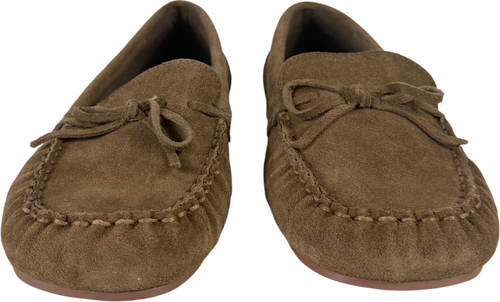 ASOS Brown Mirth Suede Bow Detail Loafers In Taupe UK 5 EU 38