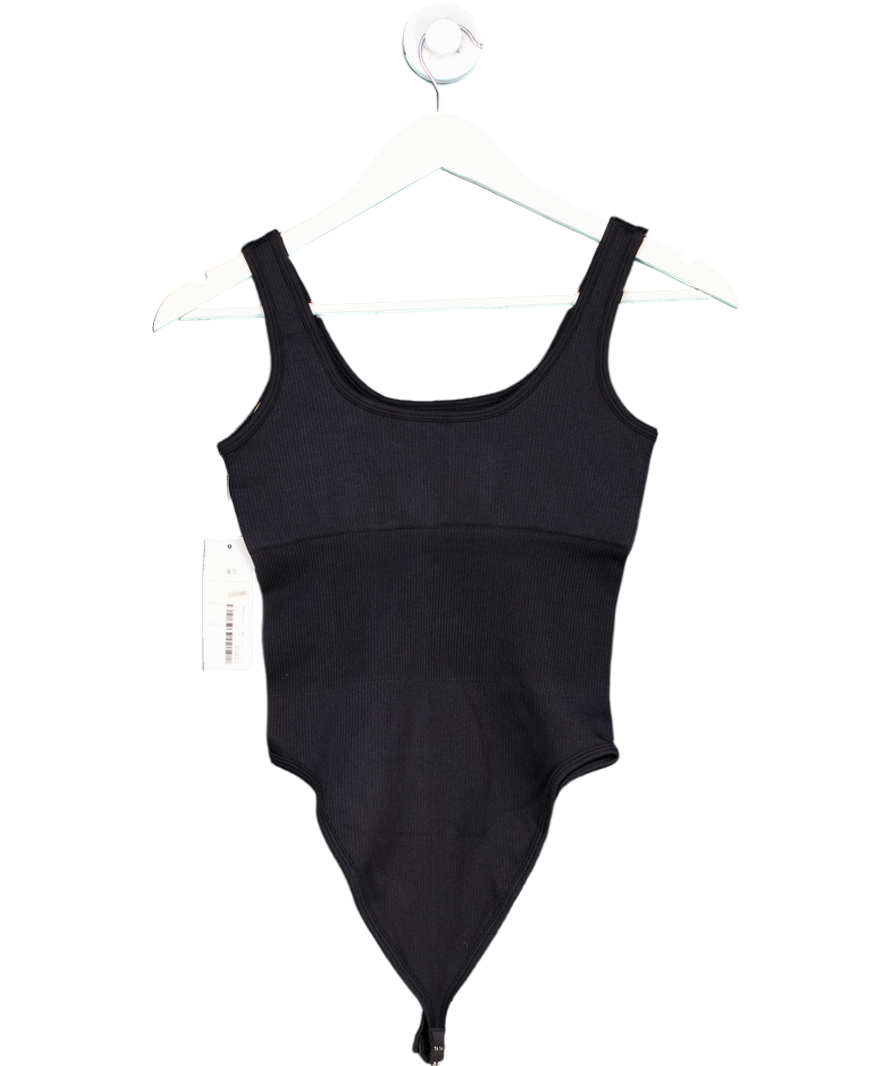 Love That Look Black Ribbed Bodysuit UK M/L