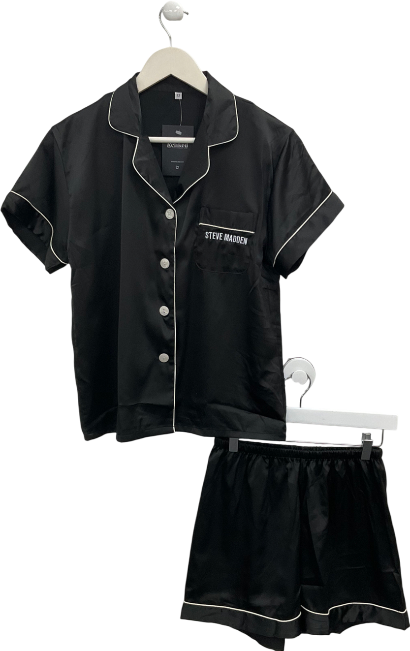 STEVE MADDEN Black Satin Pyjamas UK M