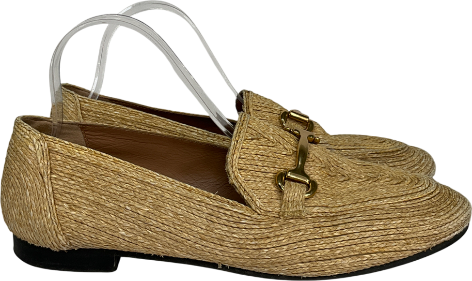 Uterque Beige Raffia Snaffle Loafers UK 8 EU 41 👠
