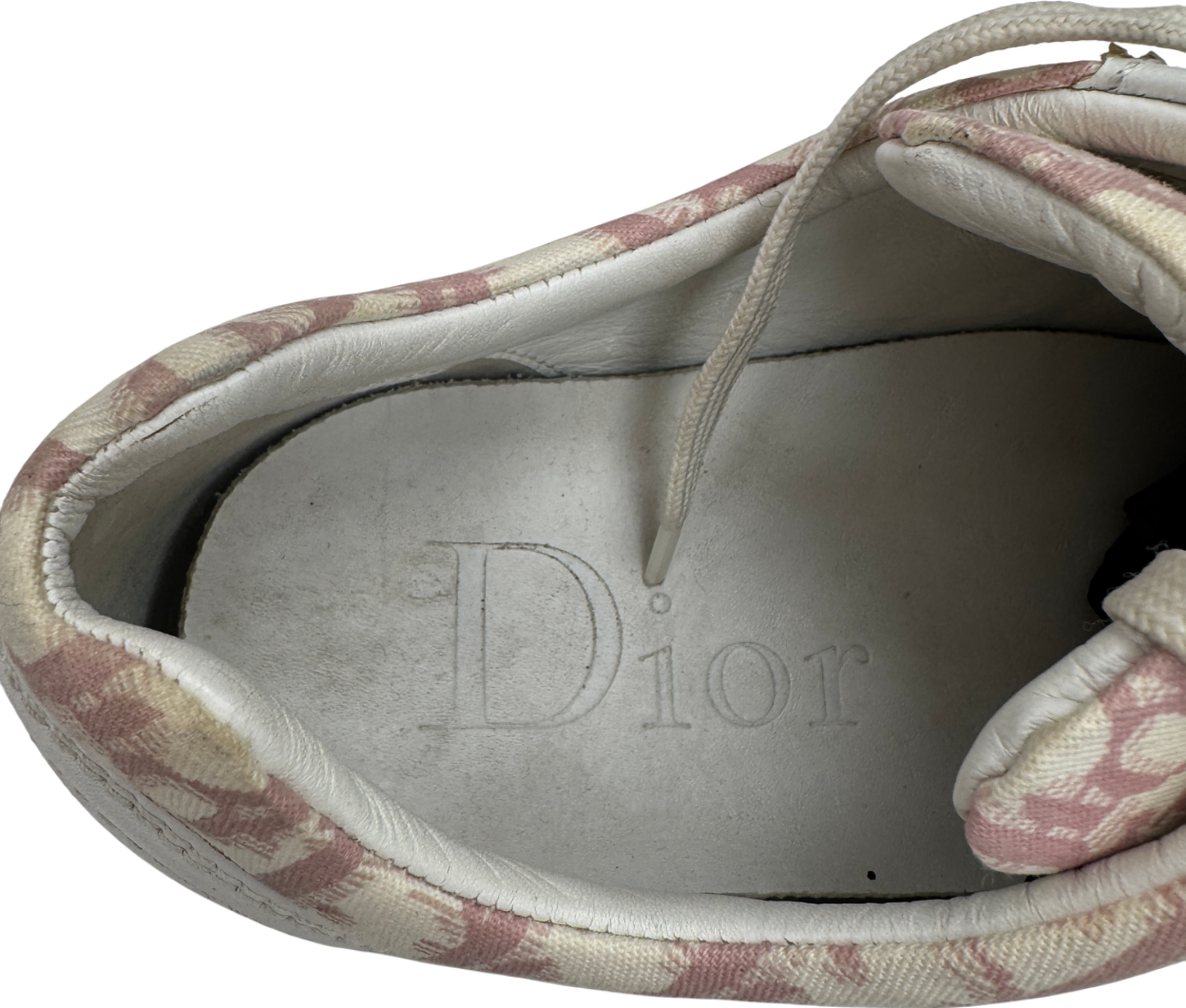 Dior Vintage White Leather / Pink Diorissimo Pattern Trainers UK 7 EU 40 👠