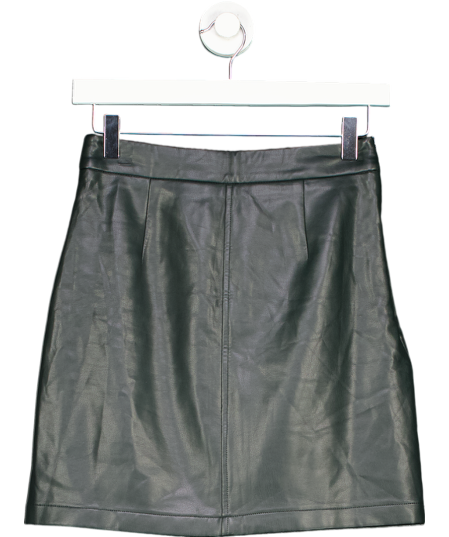 French Connection Black Crolenda Vegan Leather Mini Skirt UK XXS