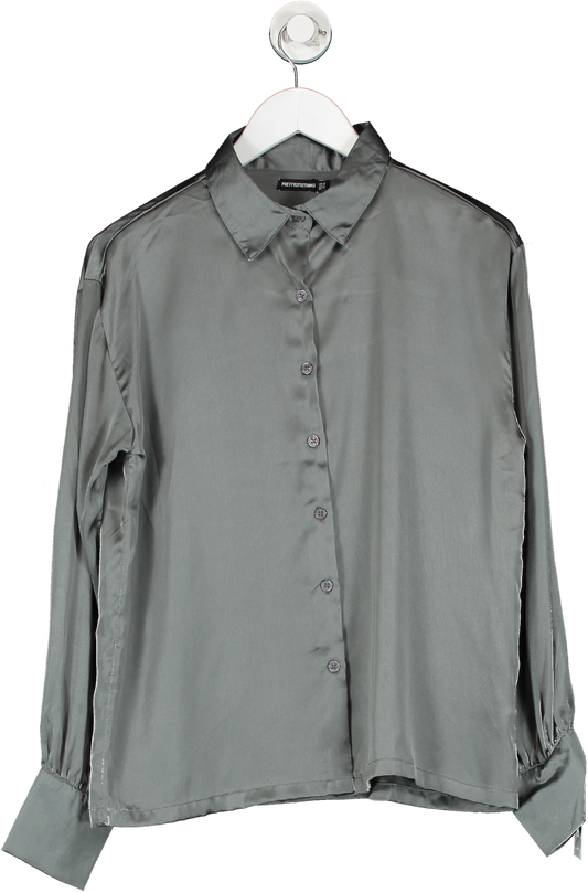 PrettyLittleThing Grey Button Up Shirt UK 6