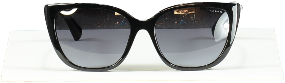 Ralph Lauren Shiny Black Gradient Grey Butterfly RA5274 Sunglasses in case