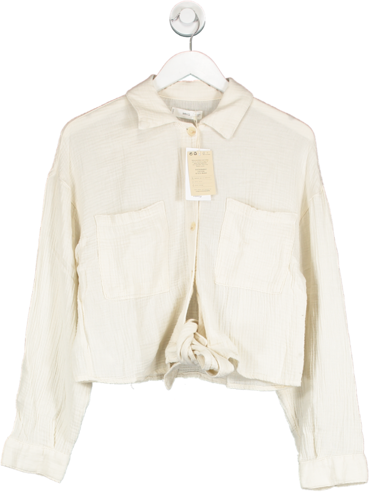 MANGO Cream Cotton Bambula Shirt BNWT UK 6