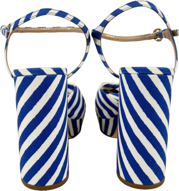 LK Bennett Blue Amanda Striped Woven Platform Sandal UK 5 EU 38