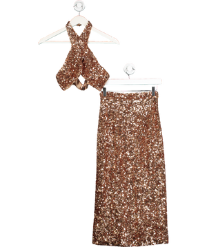 Ermanno Scervino Metallic Sequin Embellished Top And Midi Skirt Set UK 6