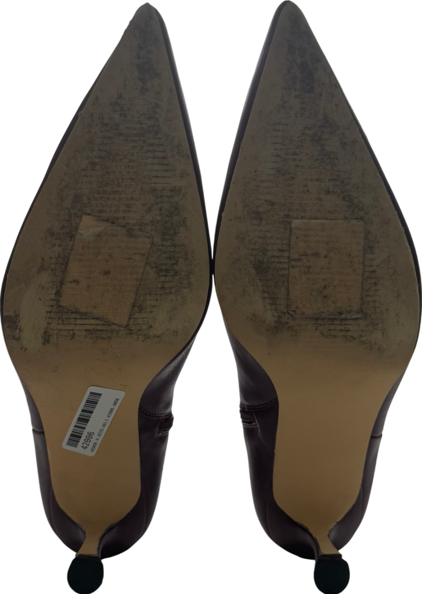 Glamorous Red Wide Fit Rhinestone Buckle Mid Heel Ankle Boots In Oxblood UK 6 EU 39 👠