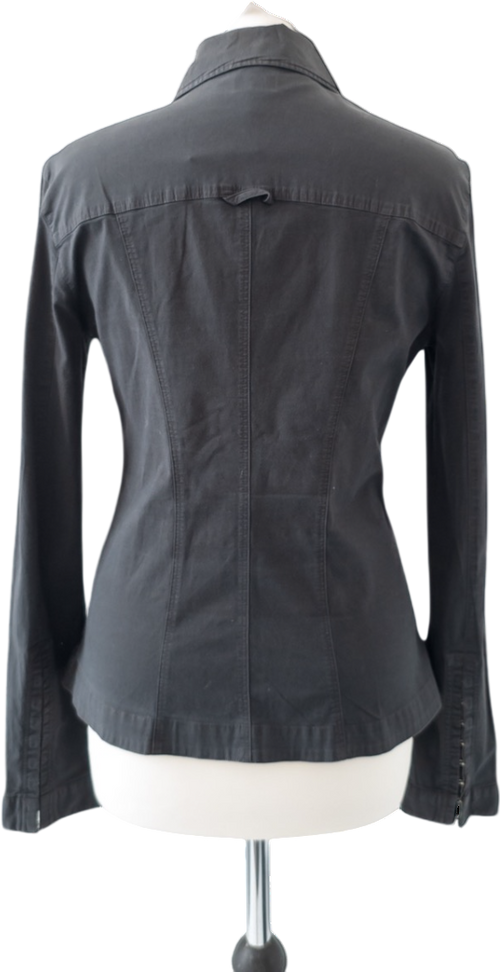 ARMANI JEANS Grey Denim Fitted Hook & Eye Shirt UK 16
