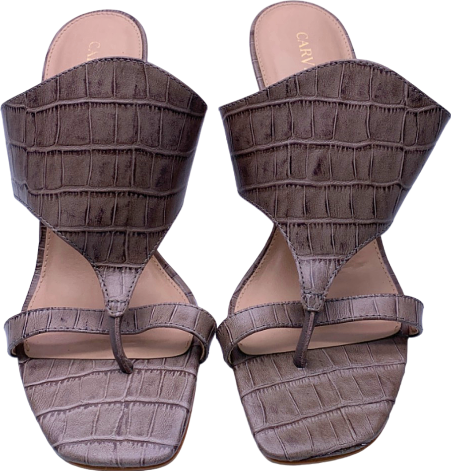 Carvela Grey Croc-Embossed High Heel Sandals EU 40.5