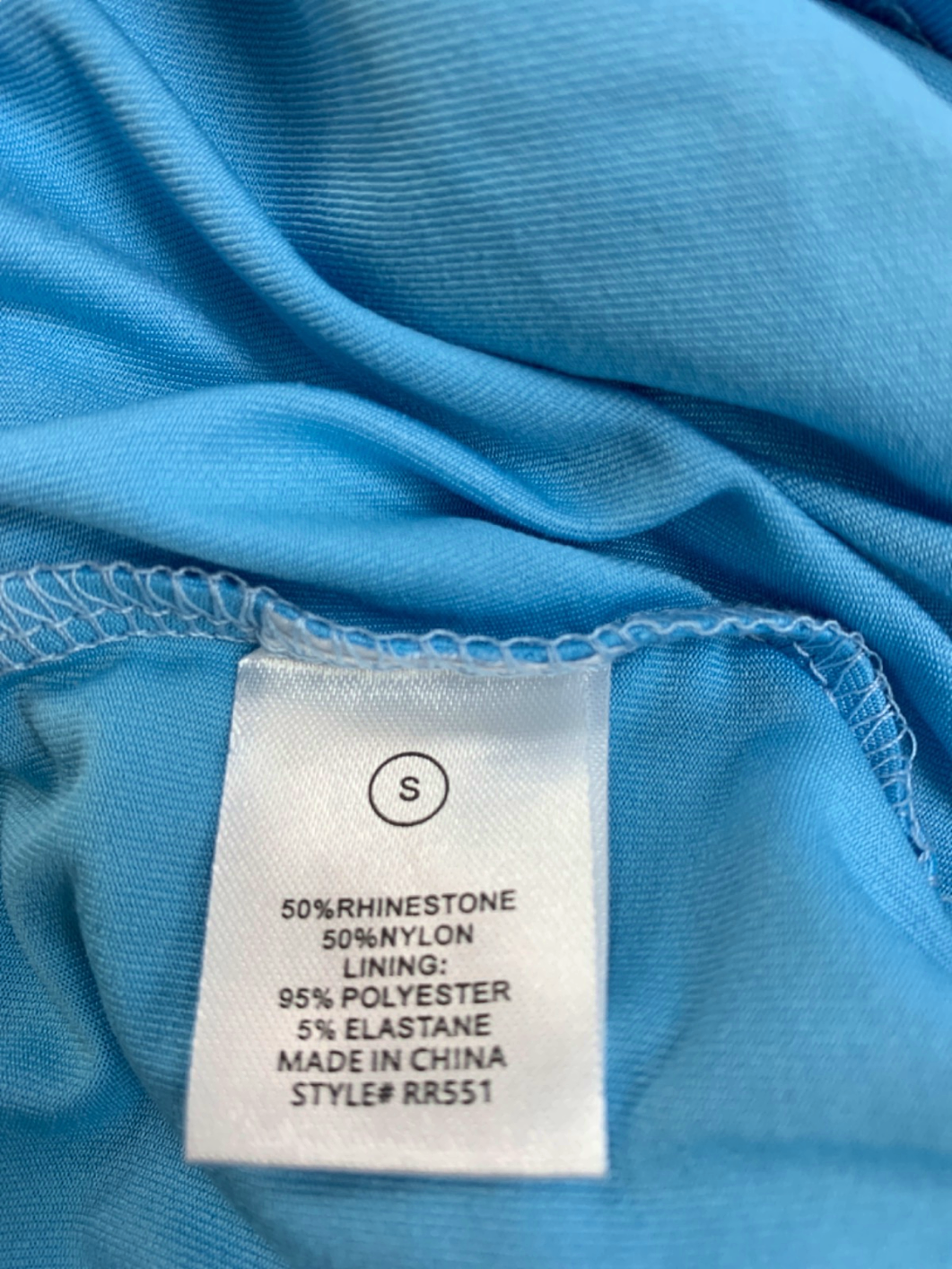 Fashion Nova Blue Rhinestone Halter Dress S