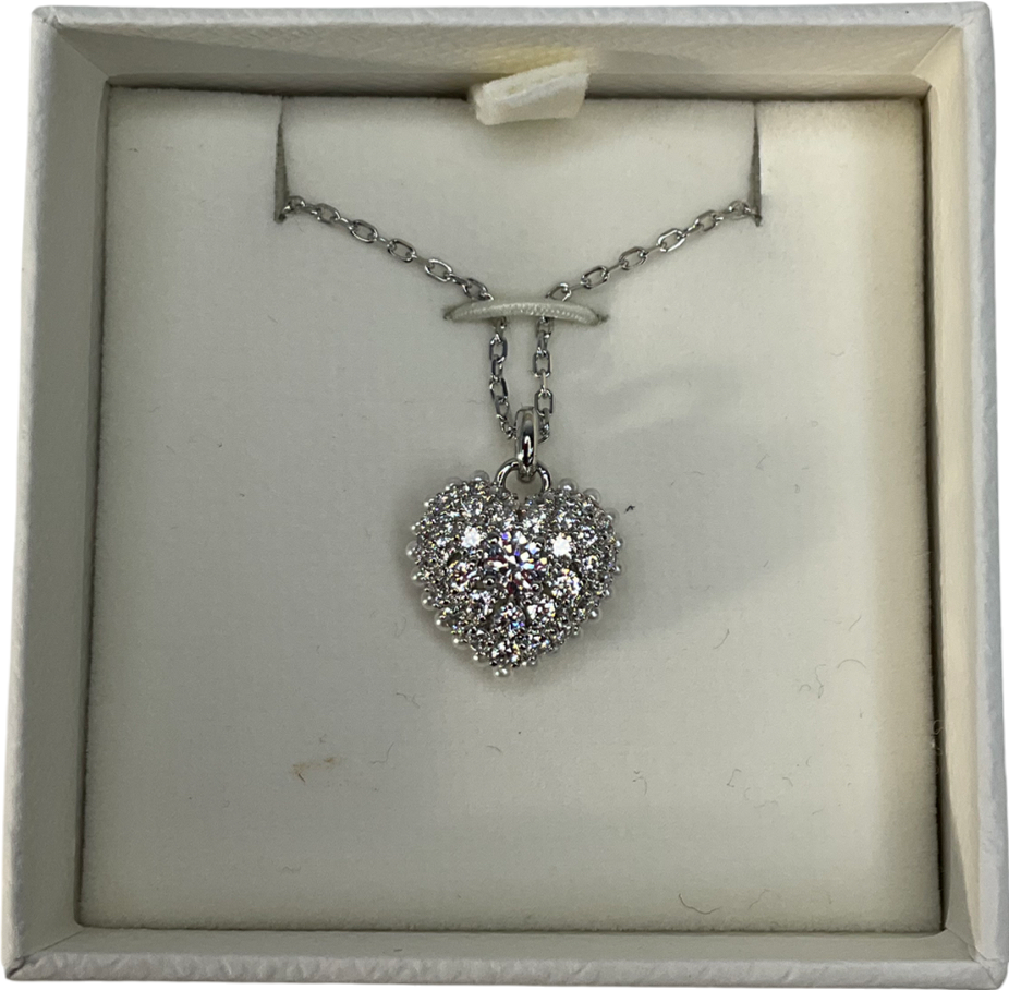 Swarovski Idyllia pendant Heart, White, Rhodium plated Necklace