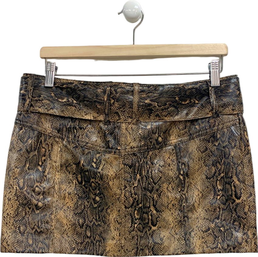 Mango Brown Snake Print Mini Skirt UK M