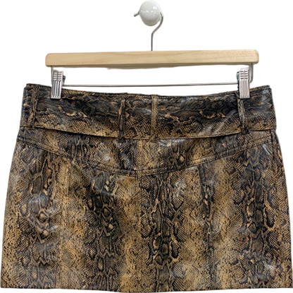 Mango Brown Snake Print Mini Skirt UK M